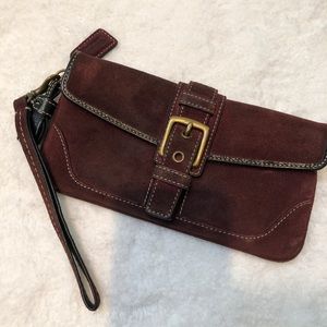 Suede COACH wristlet